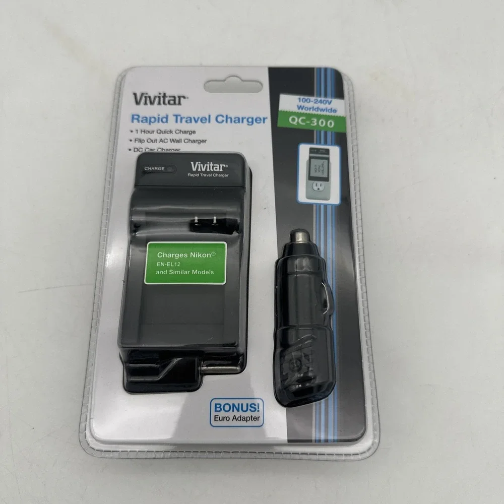 NEW Vivitar 1 Hour Rapid Travel Charger Nikon EN-EL12 Battery A S Series